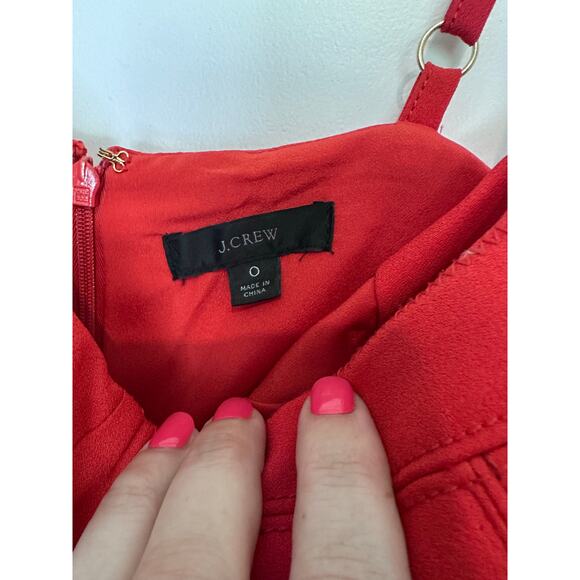 J Crew Women's sz 0 Crepe Bustier Poppy Red Dress Side Slit Night Out Date Night - Picture 3 of 12